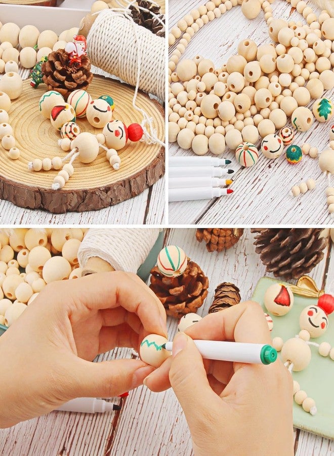 DIY Crafts 130, Round Beads Wooden Natural Wood Beads Wooden Beads for Crafts Round Loose Spacer Bead Line for DIY Jewelry Craft Making Random Mix Sizes As 1st Image (130) - Image 4